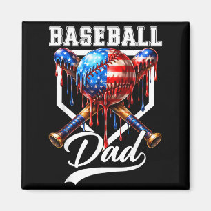 Baseball Dad Drip Fathers Day Daddy Usa Flag Magnet