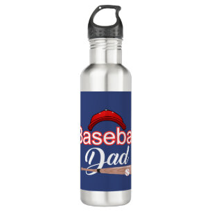 Baseball dad family sports modern black white text 710 ml water bottle