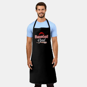 Baseball dad family sports modern black white text apron
