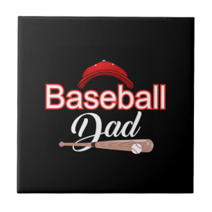 Baseball dad family sports modern black white text ceramic tile