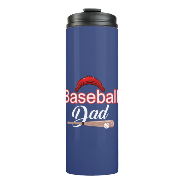 Baseball dad family sports modern black white text thermal tumbler (Front)