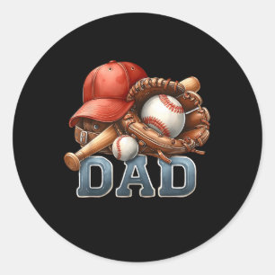Baseball Dad Fathers Day Baseball Player Bat Fan C Classic Round Sticker