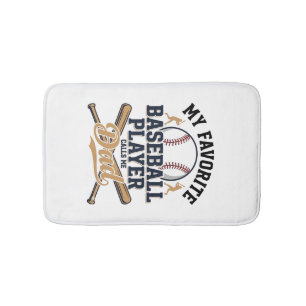 Baseball Dad Favourite Player Vintage Shirt Design Bath Mat