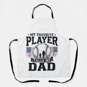 Baseball Dad Favourite Player Vintage Vector Desig Apron