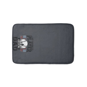 Baseball Dad Favourite Player Vintage Vector Desig Bath Mat