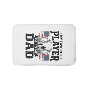 Baseball Dad Favourite Player Vintage Vector Desig Bath Mat