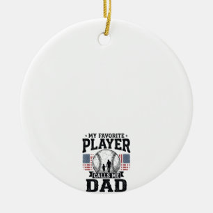 Baseball Dad Favourite Player Vintage Vector Desig Ceramic Ornament