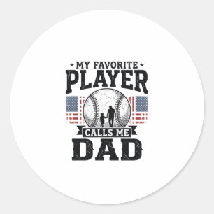 Baseball Dad Favourite Player Vintage Vector Desig Classic Round Sticker