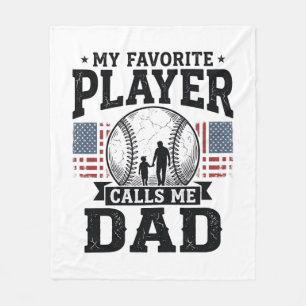 Baseball Dad Favourite Player Vintage Vector Desig Fleece Blanket