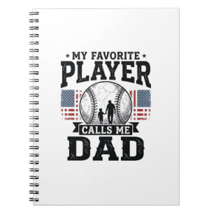 Baseball Dad Favourite Player Vintage Vector Desig Notebook
