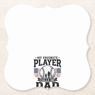 Baseball Dad Favourite Player Vintage Vector Desig Paper Coaster