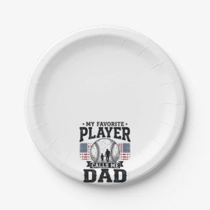 Baseball Dad Favourite Player Vintage Vector Desig Paper Plate