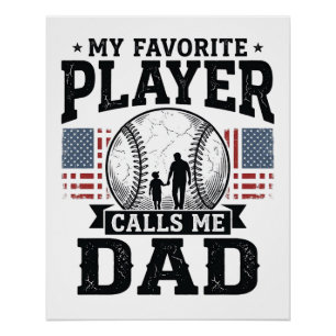 Baseball Dad Favourite Player Vintage Vector Desig Poster