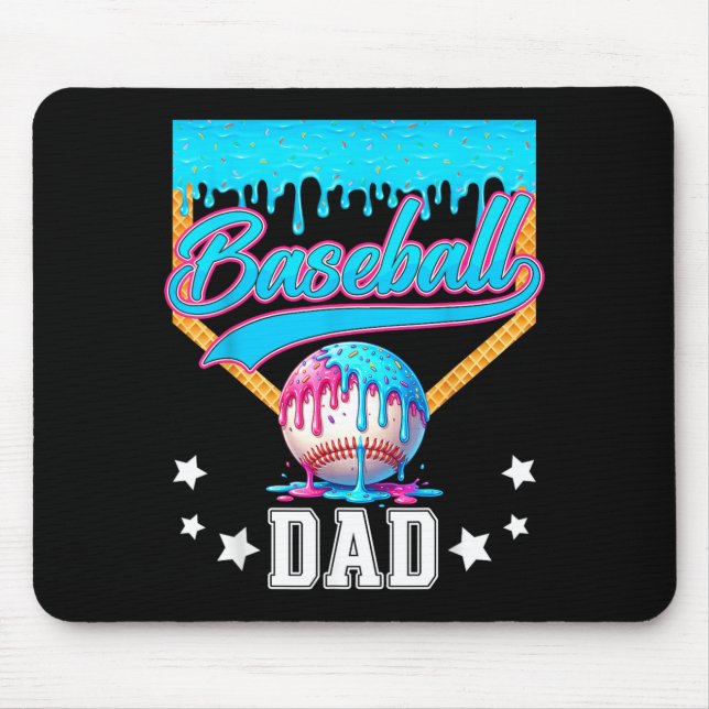 Baseball Dad Funny Fathers Day Ice Cream Drip Mouse Pad (Front)