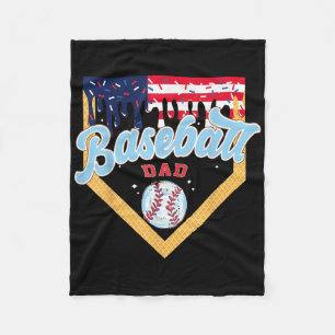 Baseball Dad Ice Cream Drip Funny Baseball Fathers Fleece Blanket
