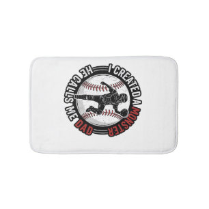 Baseball Dad Monster Vintage Catcher Shirt Design_ Bath Mat