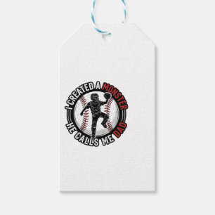 Baseball Dad Monster Vintage Catcher Shirt Design_ Gift Tags