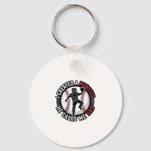 Baseball Dad Monster Vintage Catcher Shirt Design_ Key Ring