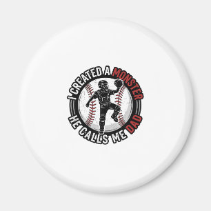 Baseball Dad Monster Vintage Catcher Shirt Design_ Magnet