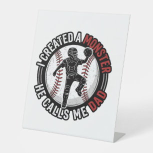 Baseball Dad Monster Vintage Catcher Shirt Design_ Pedestal Sign