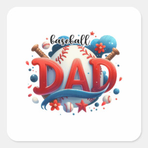 Baseball Dad Square Sticker