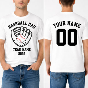 Baseball Dad Team Custom Name Number T-Shirt