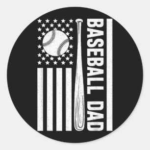 Baseball Dad Usa Aamerican Flag Matching Family Classic Round Sticker