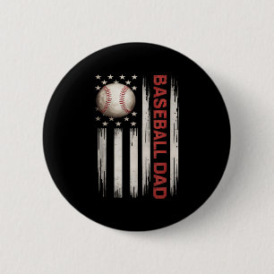 Baseball Dad Usa American Flag Fathers Day 4th Of  6 Cm Round Badge