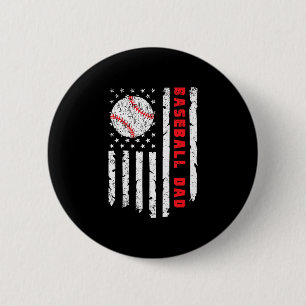 Baseball dad usa american flag fathers day 4th of 6 cm round badge
