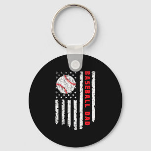Baseball dad usa american flag fathers day 4th of key ring