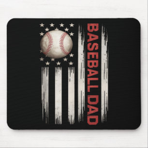 Baseball Dad Usa American Flag Fathers Day 4th Of  Mouse Pad