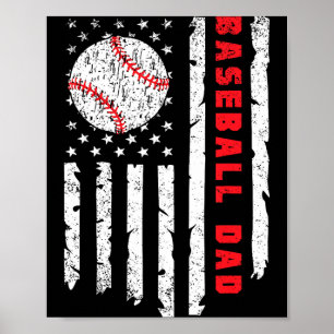 Baseball dad usa american flag fathers day 4th of poster