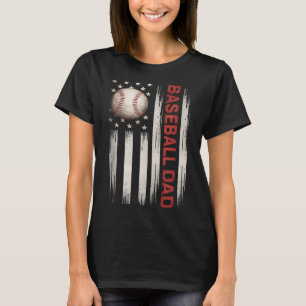 Baseball Dad Usa American Flag Fathers Day 4th Of  T-Shirt