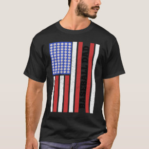 Baseball Dad USA Flag Baseball Player Fan Coach T-Shirt