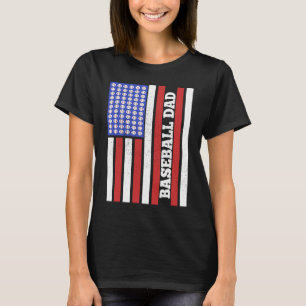 Baseball Dad USA Flag Baseball Player Fan Coach T-Shirt