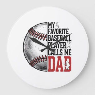 Baseball Dad Vintage Engraving Graphic T-Shirt_1 Large Clock