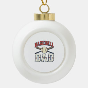 Baseball Dad Vintage Engraving Shirt Design_1 Ceramic Ball Christmas Ornament