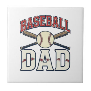 Baseball Dad Vintage Engraving Shirt Design_1 Ceramic Tile