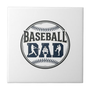 Baseball Dad Vintage Engraving Shirt Design_1 Ceramic Tile