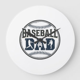 Baseball Dad Vintage Engraving Shirt Design_1 Large Clock