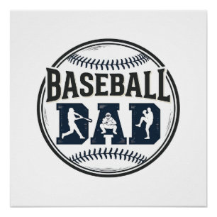 Baseball Dad Vintage Engraving Shirt Design_1 Poster