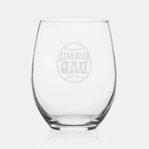 Baseball Dad Vintage Engraving Shirt Design_1 Stemless Wine Glass