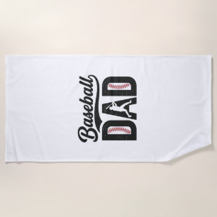 Baseball Dad Vintage Engraving T-Shirt Design_1 Beach Towel