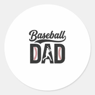 Baseball Dad Vintage Engraving T-Shirt Design_1 Classic Round Sticker