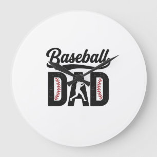 Baseball Dad Vintage Engraving T-Shirt Design_1 Large Clock
