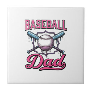 Baseball Dad Vintage Engraving T-Shirt Design (2)_ Ceramic Tile