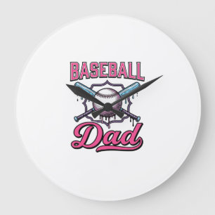 Baseball Dad Vintage Engraving T-Shirt Design (2)_ Large Clock