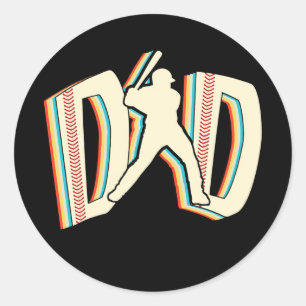 Baseball Dad Vintage Retro Father's Day Sport Classic Round Sticker