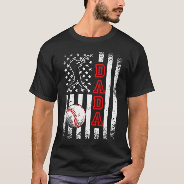 Baseball Dada American Flag  Vintage Baseball T-Shirt (Front)