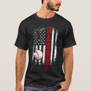Baseball Daddy American Flag  Vintage Baseball T-Shirt